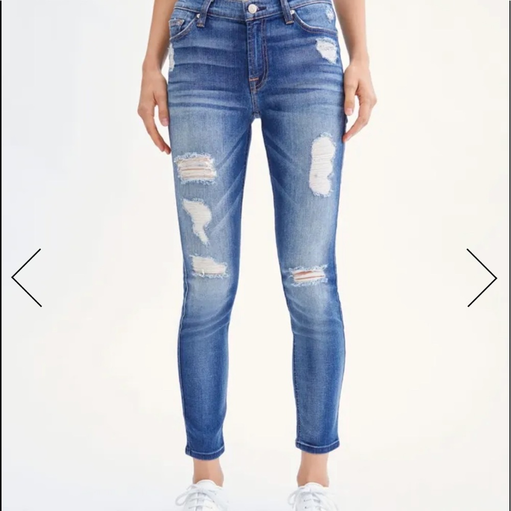 7 For All Mankind The Ankle Skinny Distressed Jean